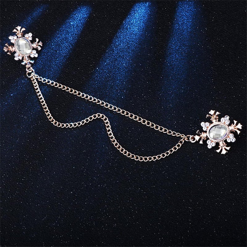 WCRAZYE 2PCS Long Chain Brooch Crystal Tassel Brooch Pin Gem Brooch Fashion Scarf Tie Pins for Women Men Wedding - Image 4